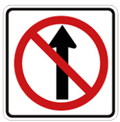 sign: arrow pointing upward with red circle and slash