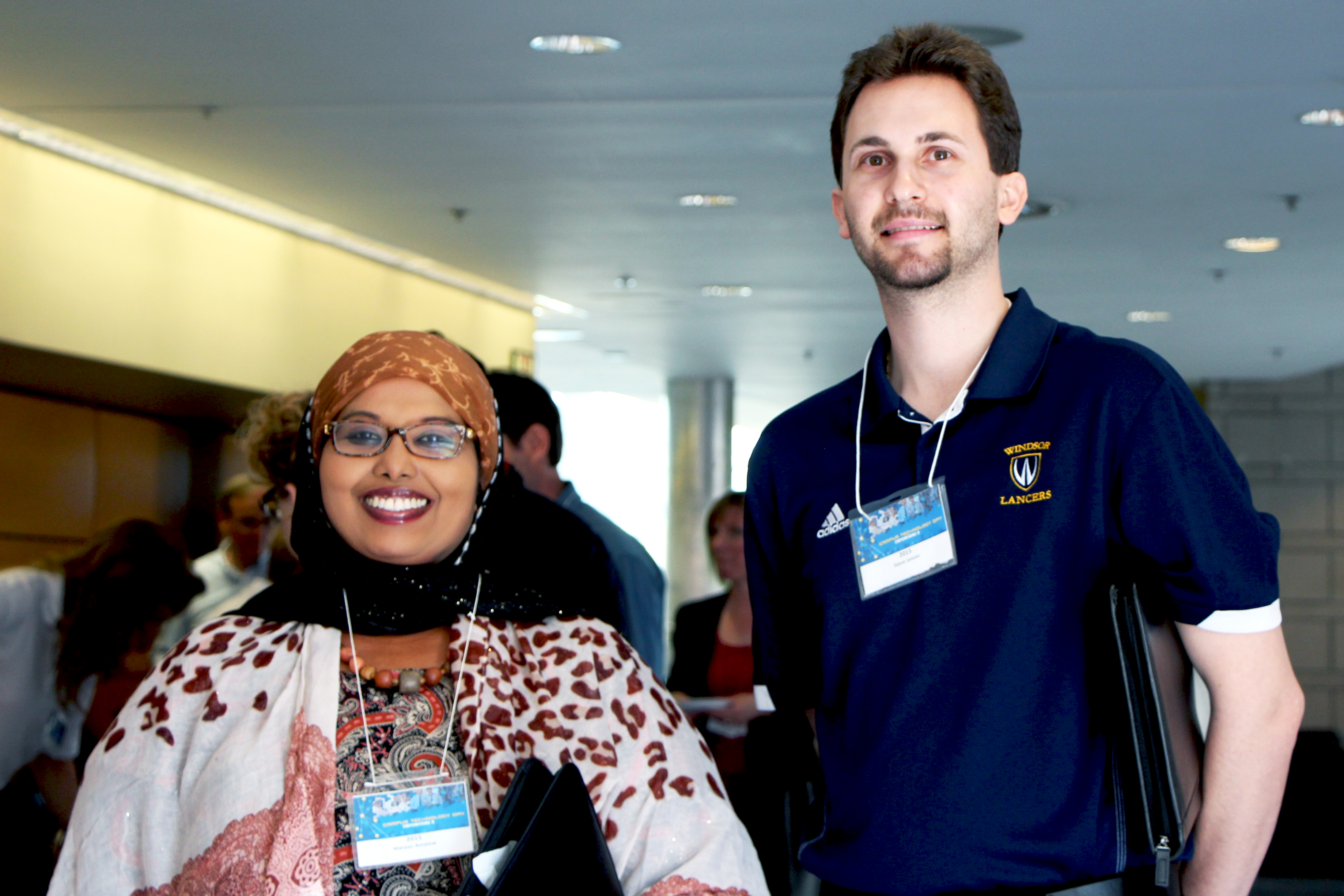 Maryan Amalow, Executive Director for the Organization of Part-Time University Students and Steve Janscev, Health Plan Administrator, took part in Campus Technology Day, May 7. 