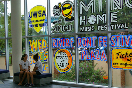 Window paint advertising concert