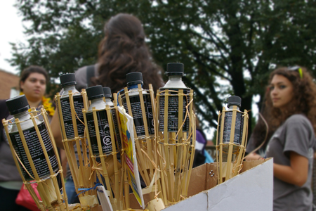 box full of tiki torches