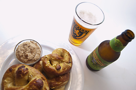 Soda and pretzels and beer