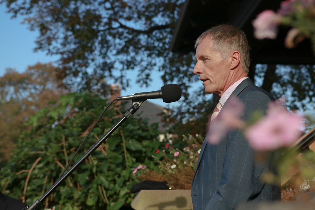 University of Windsor President Alan Wildeman addresses a crowd at the grand opening of the Psychological Services Research Centre on Sept. 21, 2017.