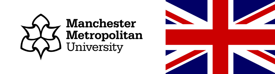 Manchester Metropolitan University logo and UK flag