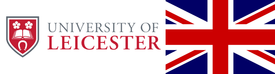 University of Leicester logo and UK flag