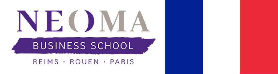 NEOMA business school logo and French flag