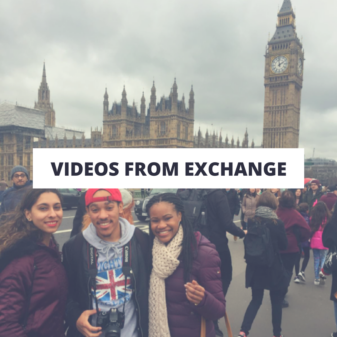 Student in England with friends outside of Big Ben