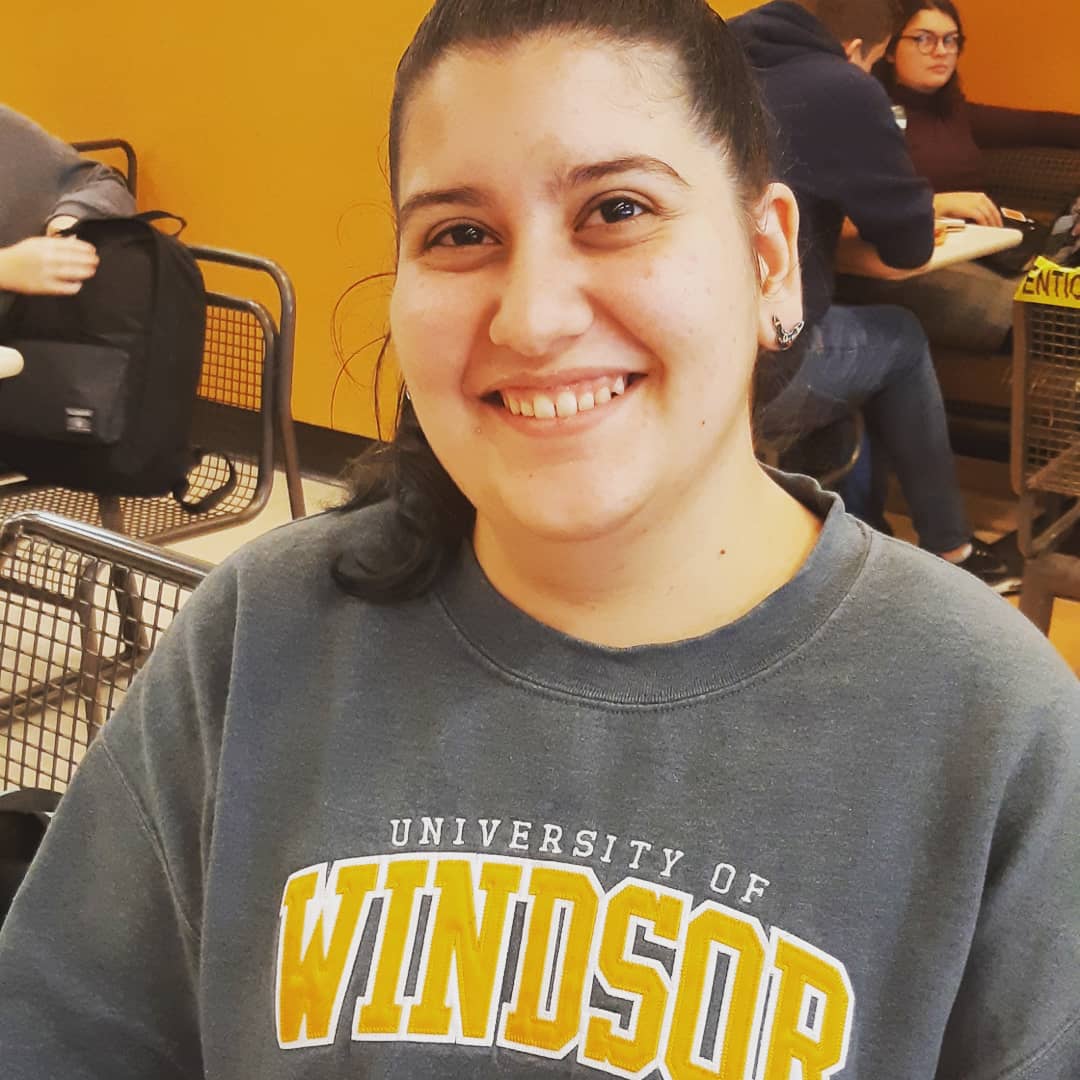 Student in UWindsor sweatshirt