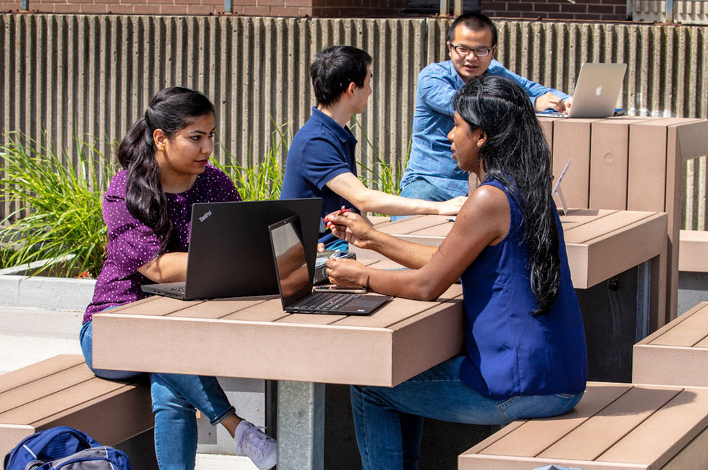 Students working outside