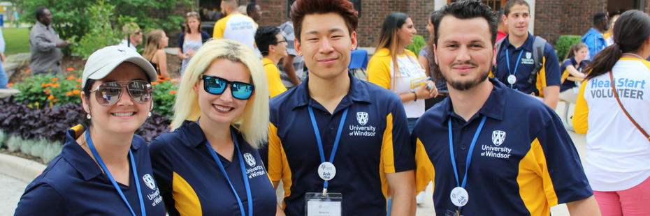 Four student staff posing at a headstart orientation