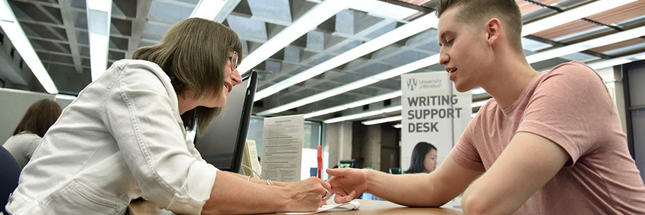 Student at the Writing Support Desk