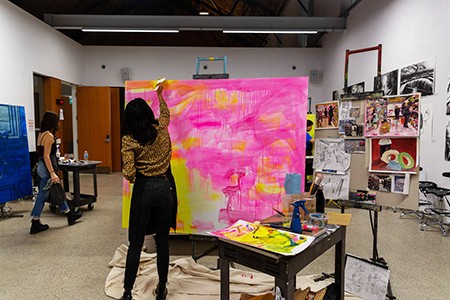 Students working in painting studio