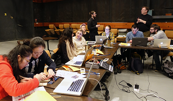 students building arduinos in Studio A