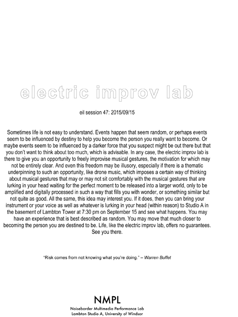 poster for Electric Improv Lab 47