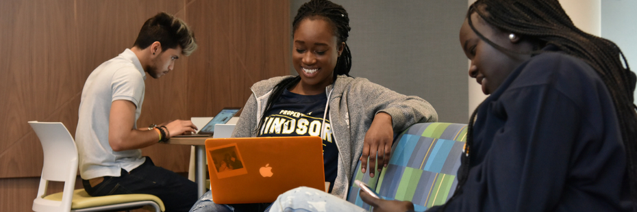 Students studying in the Hum Cafe and Lounge