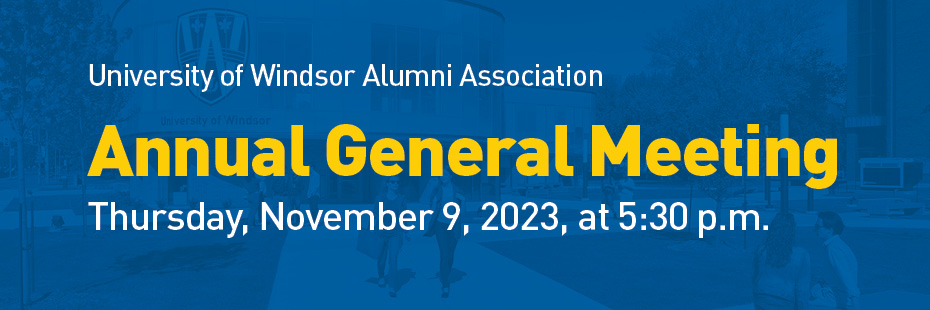 Alumni AGM 2023 Header banner with date and time. 