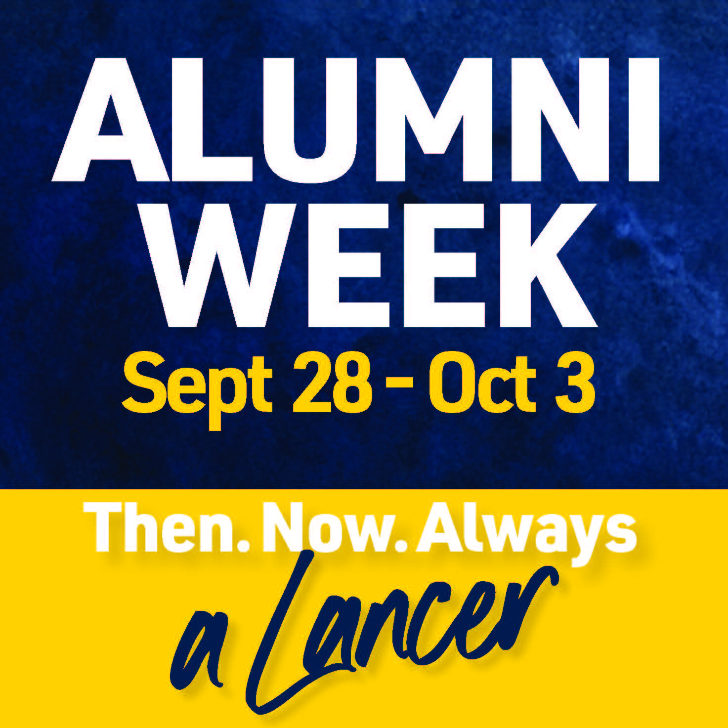 Graphic of Alumni Week dates September 28 to October 3