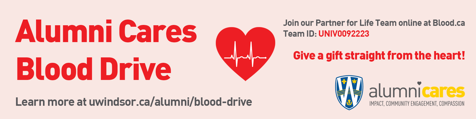 Alumni Cares Blod Drive Header Image for Alumni Week 2022 Blood Drive, September 26-30