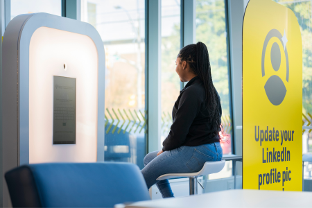 Student using photobooth