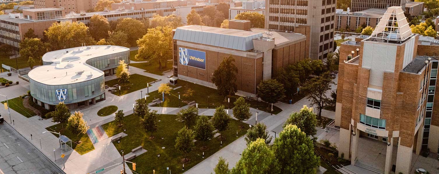 Aerial view of University of Windsor campus