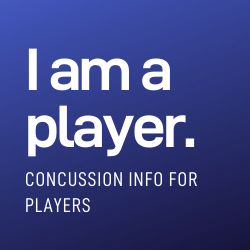 Blue box saying I am a player: concussion info for players.