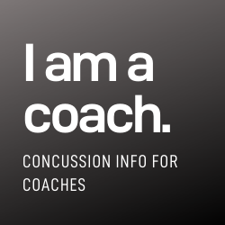 Blue box saying I am a coach: concussion info for coaches.