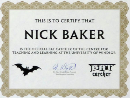 Bat catcher certificate