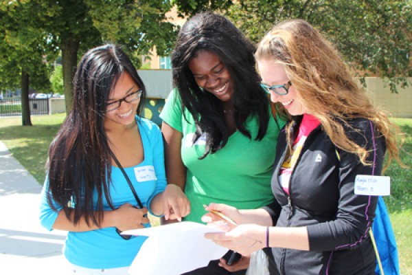 First-year students Arlene Abendanio, Princess Doe and Kayla Miller