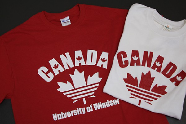 T-shirts with Canada, maple leaf and University of Windsor