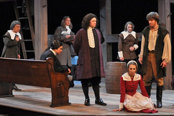 Members of the cast of the University Players production, “The Crucible.”
