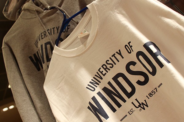 sweatshirt and T-short, both printed with text &quot;University of Windsor&quot;