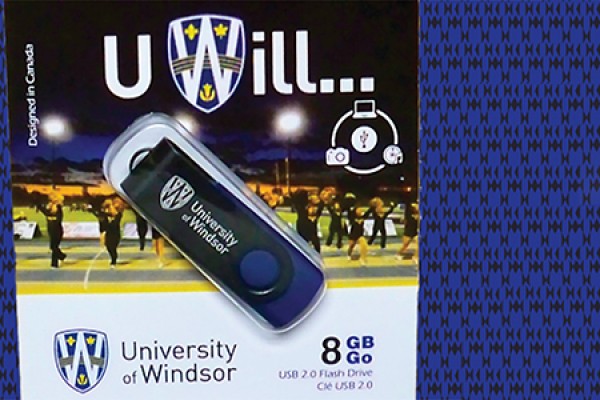 package of UWindsor-themed memory stick