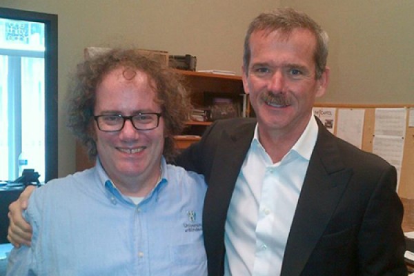 Martin Deck congratulates Chris Hadfield