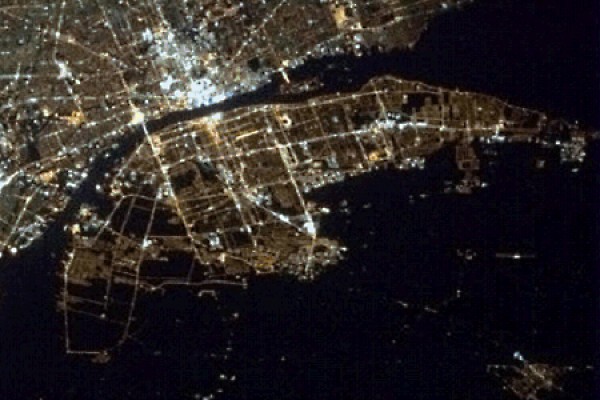 view of Windsor-Detroit from space