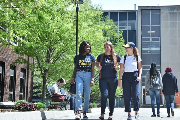 students walking on campus