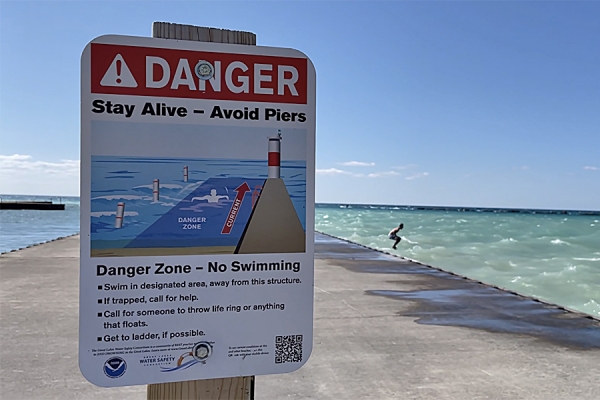 warning sign at beach