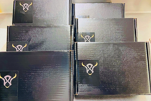boxes of ground Wagyu beef