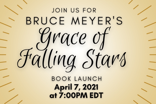 text advertising launch of the book Grace of Falling Stars on Wednesday, April 7.
