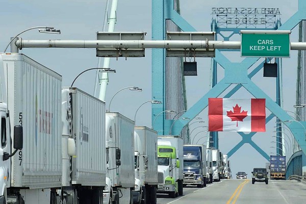 Vehicles crossing Ambassador Bridge