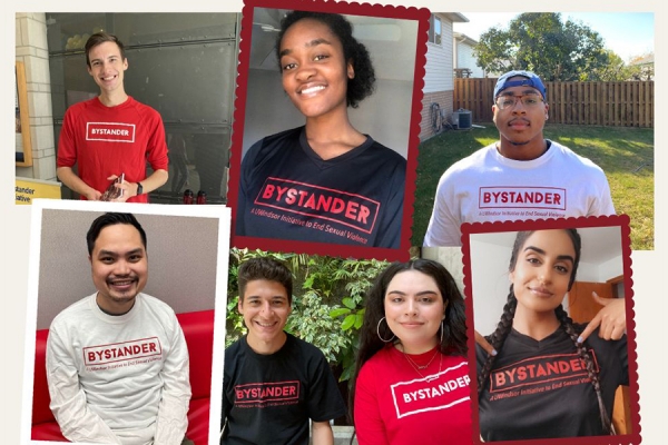people wearing Bystander shirts