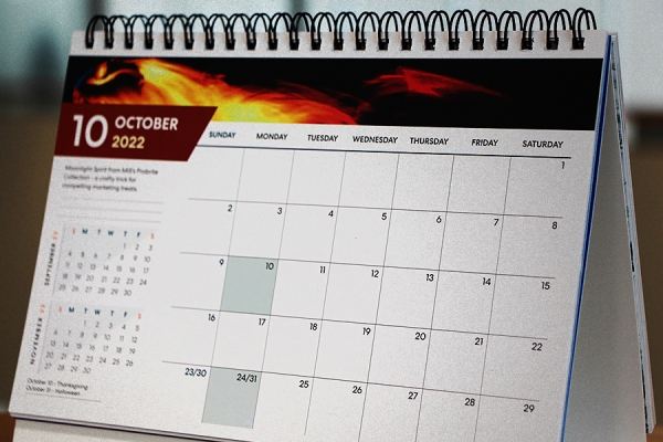 calendar open to October 2022