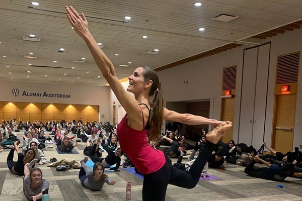 Nicole Daignault demonstrating yoga pose