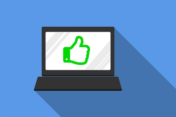 Computer giving thumbs-up