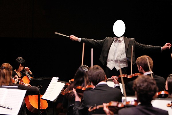 Conductor leading orchestra