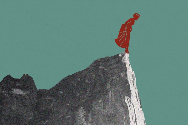 drawing of person on edge of precipice