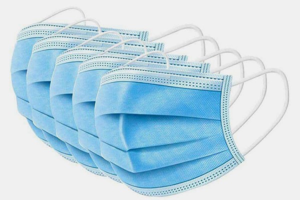 array of disposable face masks