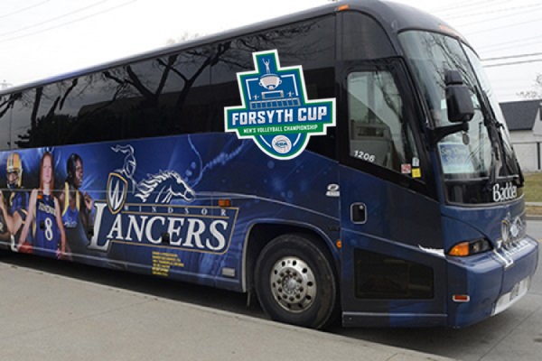 Lancer bus with Forsyth Cup logo printed on side