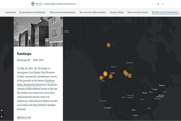 story map open to Kamloops