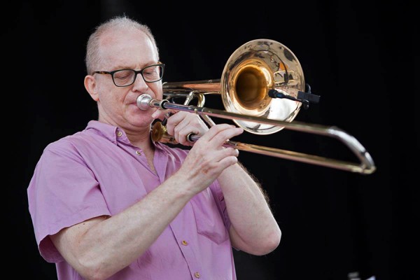Michael Stone playing trombone