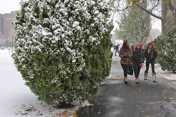 students walking on campus