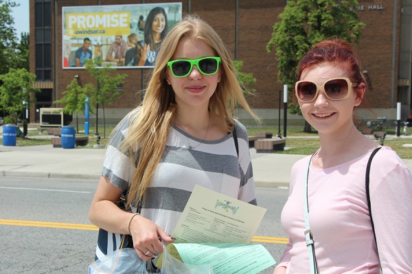 Payton Bacon and Brigitte Reinhart, graduating this month from West Elgin Secondary School, came to campus Friday for the first session of Head Start.